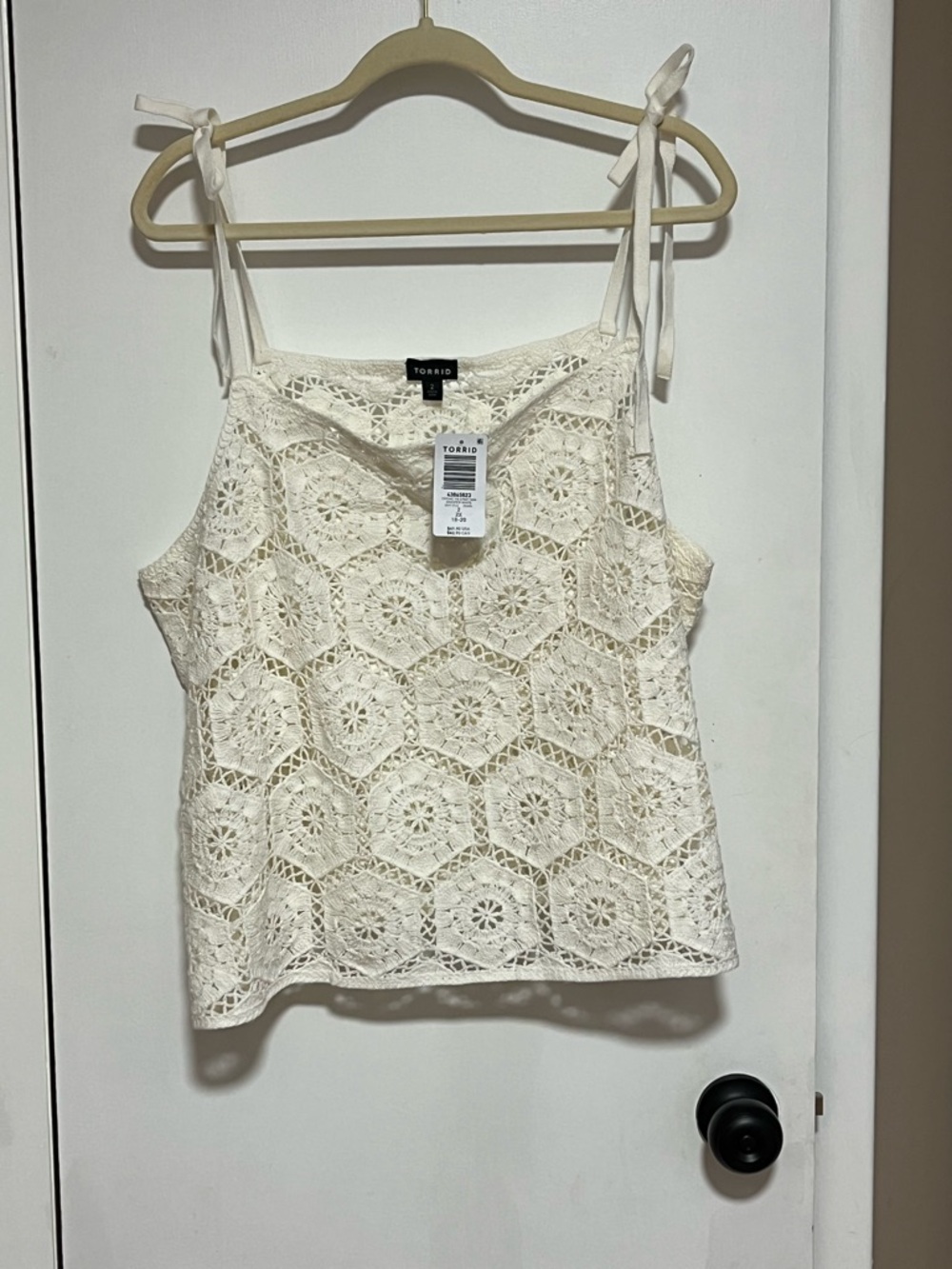 Torrid Cream Crochet Tie-Shoulder Tank Top